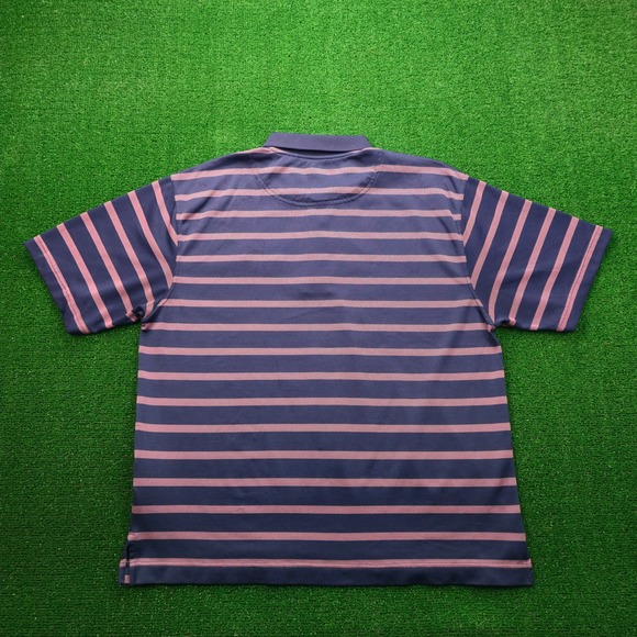 Monterey Club Polo Shirt Mens Large SRB Golf League USA Navy Pink Striped - Picture 9 of 9